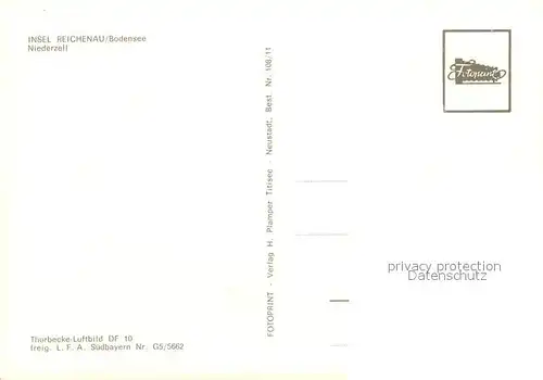 AK / Ansichtskarte Insel_Reichenau_Bodensee Fliegeraufnahme mit Niederzell 