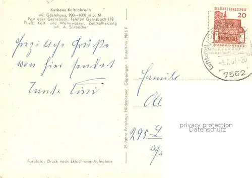 AK / Ansichtskarte Gernsbach Kurhaus Kaltenbronn Gernsbach