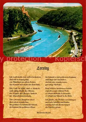 AK / Ansichtskarte St_Goar Loreleyfelsen Rheinpartie Loreley Lied St_Goar
