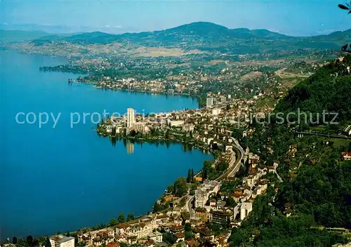 AK / Ansichtskarte Lac_Leman_Genfersee_GE Territet Montreux Clarens Vevey et le Mont Pelerin Vue aerienne 
