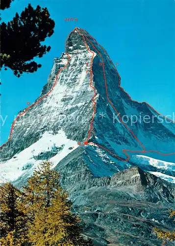 AK / Ansichtskarte Matterhorn_VS Hoernligrat Nordwand Zmuttgrat Furgg Grat SAC Hoernlihuette Sovay Huette SAC Matterhorn VS