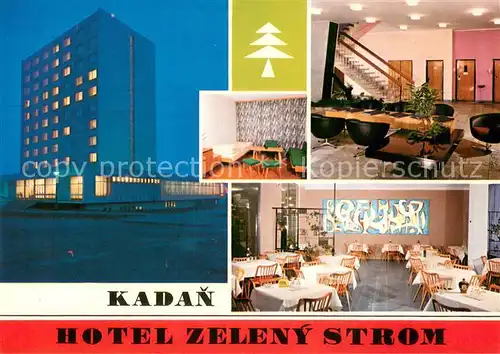 AK / Ansichtskarte Kadan_CZ Hotel Zeleny Strom Gastraum Zimmer Treppe 