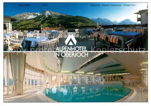 AK / Ansichtskarte Oberjoch Alpenhotel und Alpenklinik Terrasse Hallenbad Oberjoch