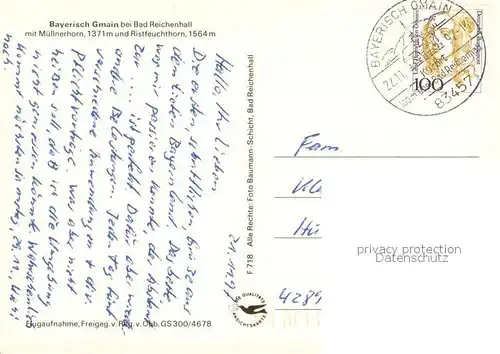 AK / Ansichtskarte Bayerisch_Gmain Fliegeraufnahme mit Muellnerhorn und Ristfeuchthorn Bayerisch Gmain