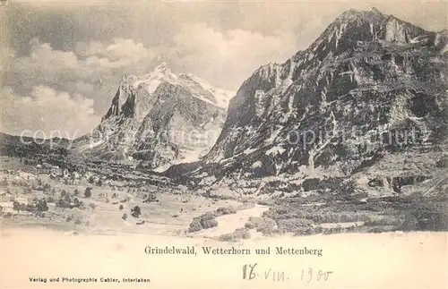 AK / Ansichtskarte Grindelwald Landschaftspanorama mit Wetterhorn und Mettenberg Berner Alpen Grindelwald