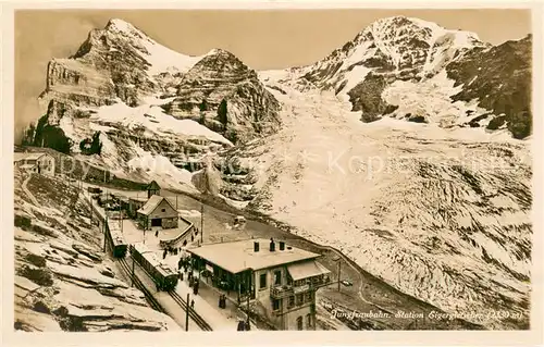 AK / Ansichtskarte Jungfraubahn Station Eigergletscher Zahnradbahn Berner Alpen Jungfraubahn