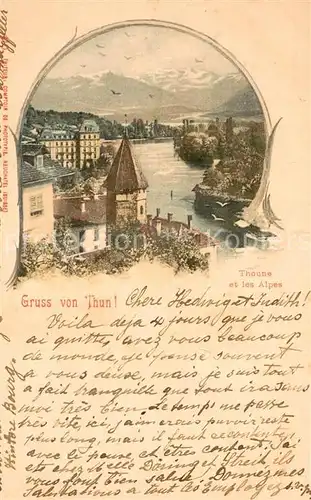AK / Ansichtskarte Thun_BE Panorama mit Blick zu den Alpen Thun_BE