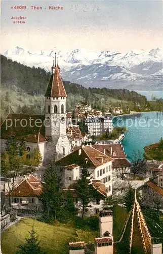 AK / Ansichtskarte Thun_BE Ortsansicht mit Kirche Thunersee Berner Alpen Thun_BE