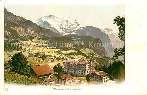 AK / Ansichtskarte Wengen__BE Panorama mit Blick zu Jungfrau Berner Alpen 