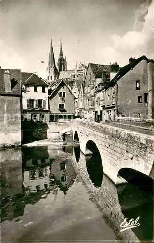 AK / Ansichtskarte Chartres_28 Vieux pont sur l Eure vieilles maisons Cathedrale 