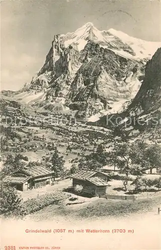 AK / Ansichtskarte Grindelwald Panorama mit Wetterhorn Berner Alpen Grindelwald