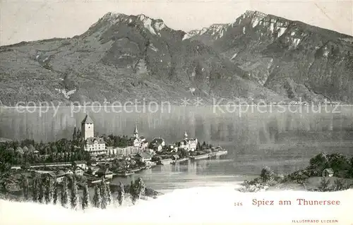 AK / Ansichtskarte Spiez_Thunersee_BE Panorama Alpen Spiez_Thunersee_BE