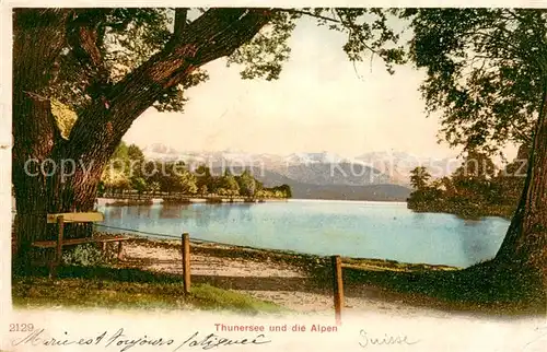 AK / Ansichtskarte Thun_BE Partie am Thunersee und die Alpen Thun_BE