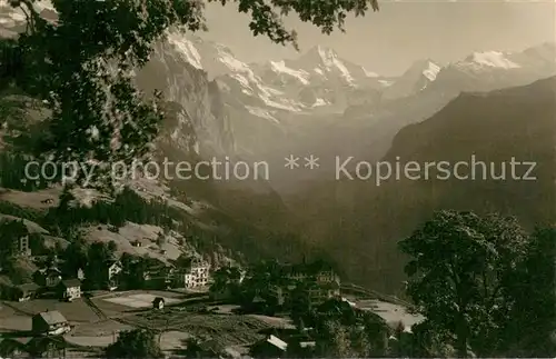 AK / Ansichtskarte Wengen__BE Panorama mit Breithorn Tschingelhorn Berner Alpen 