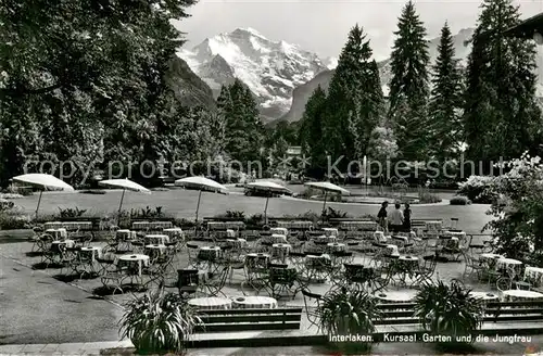 AK / Ansichtskarte Interlaken_BE Kursaal Garten Blick zu Jungfrau Berner Alpen Interlaken_BE