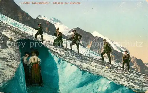 AK / Ansichtskarte Grindelwald Eigergletscher Eingang zu Eishoehle Berner Alpen Grindelwald