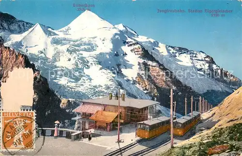 AK / Ansichtskarte Jungfraubahn Station Eigergletscher Silberhorn Berner Alpen Jungfraubahn