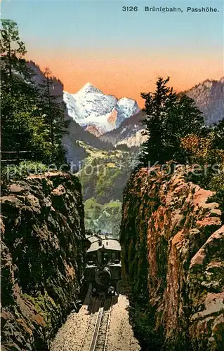 AK / Ansichtskarte Bruenigpass Bruenigbahn Zahnradbahn Passhoehe Alpen Bruenigpass