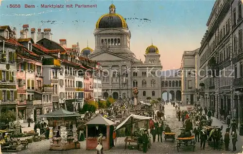 AK / Ansichtskarte Bern_BE Marktplatz mit Parlament Bern_BE