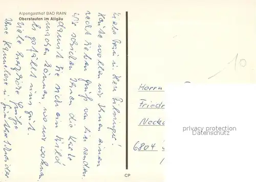 AK / Ansichtskarte Oberstaufen Alpengasthof Bad Rains Oberstaufen