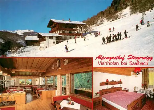 AK / Ansichtskarte Viehhofen_Salzburg Alpengasthof Stiegernigg Gaststube Zimmer Viehhofen Salzburg