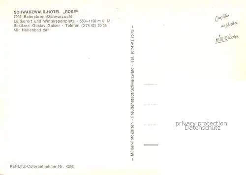 AK / Ansichtskarte Baiersbronn_Schwarzwald Schwarzwald Hotel Rose Baiersbronn Schwarzwald