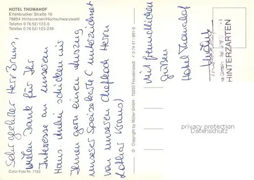 AK / Ansichtskarte Hinterzarten Hotel Thomahof Hinterzarten