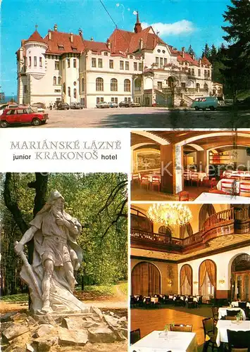 AK / Ansichtskarte Marianske_Lazne Junior Krakonos Hotel Gastraeume Saal Statue Marianske_Lazne