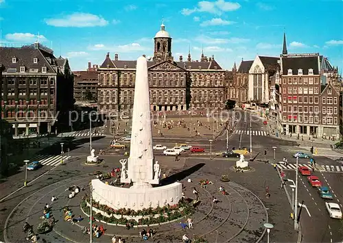 AK / Ansichtskarte Amsterdam__NL Dam mit Koeniglichem Schloss und National Denkmal 