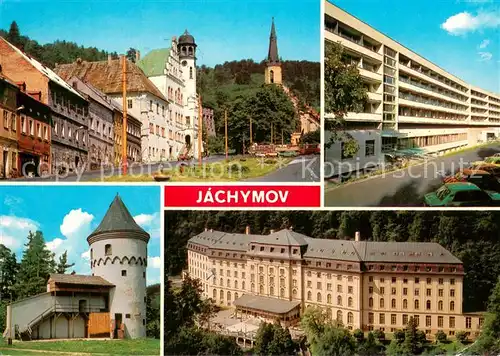 AK / Ansichtskarte Jachymov_Sankt_Joachimsthal Radnice Lazensky ustav akademika Behounka Slikova vez Marie Curie Sklodowske 