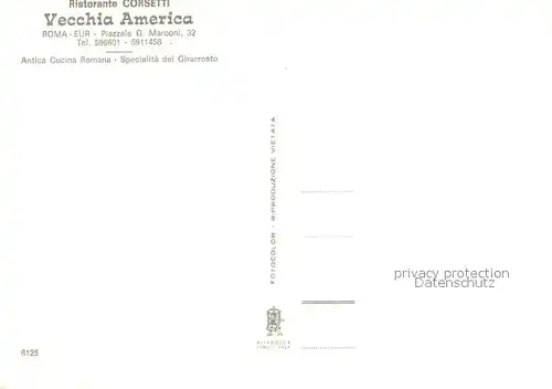 AK / Ansichtskarte Roma_Rom Ristorante Corsetti Vecchia America Roma_Rom