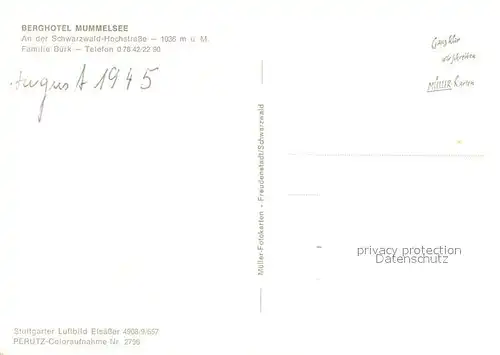 AK / Ansichtskarte Mummelsee Berghotel Mummelsee Panorama Mummelsee