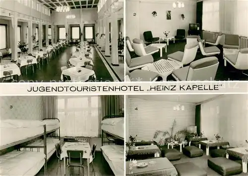 AK / Ansichtskarte Binz_Ruegen Jugendtouristenhotel Heinz Kapelle m. Speisesaal und Zimmer Binz_Ruegen