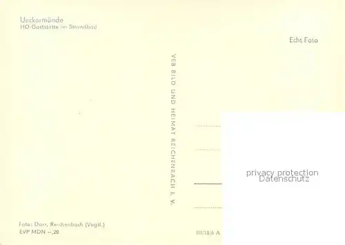 AK / Ansichtskarte Ueckermuende_Mecklenburg_Vorpommern HO Gaststaette im Strandbad Ueckermuende_Mecklenburg