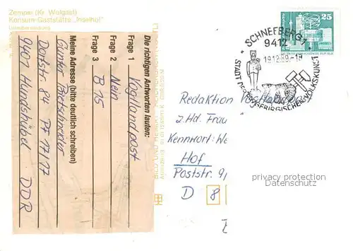 AK / Ansichtskarte Zempin Konsum Gaststaette Inselhof Teilansichten Zempin