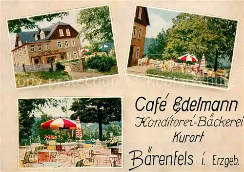 AK / Ansichtskarte Baerenfels_Erzgebirge Cafe Edelmann Teilansichten d. Terrasse Baerenfels Erzgebirge