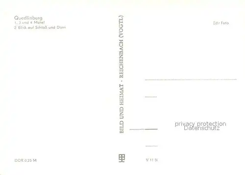 AK / Ansichtskarte Quedlinburg Schloss  und Domansicht m. Motel Innenansicht Quedlinburg