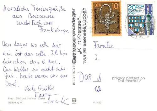 AK / Ansichtskarte Briesensee Seeansichten m. Campingplatz Briesensee