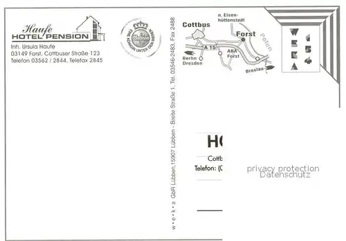 AK / Ansichtskarte Forst_Lausitz Hotel Haufe Aussenansicht Forst_Lausitz