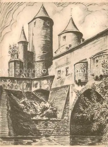 AK / Ansichtskarte Metz_Moselle Deutsches Tor Kuenstlerkarte Metz_Moselle