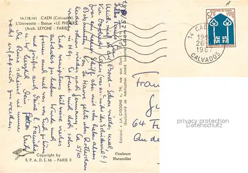 AK / Ansichtskarte Caen Universite Statue Le Phenix Architecte Leygne Caen