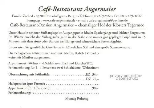 AK / Ansichtskarte Rottach Egern_Tegernsee Cafe Restaurant Angermaier 