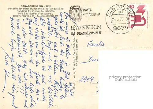 AK / Ansichtskarte Bad_Steben Sanatorium Franken der BVA fuer Angestellte Teilansichten Bad_Steben