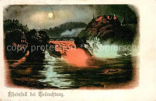 AK / Ansichtskarte Schaffhausen__SH Rheinfall beleuchtet bei Nacht 