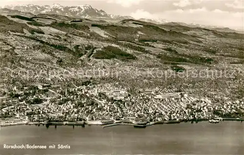 AK / Ansichtskarte Rorschach_SG Bodensee mit Saentis Fliegeraufnahme 