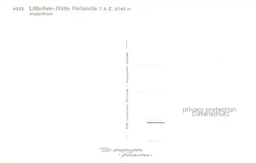 AK / Ansichtskarte Loetschenhuette_Hollandia mit Aletschhorn Loetschenhuette_Hollandia