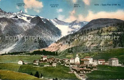 AK / Ansichtskarte Saas Fee mit Lenzspitze Ulrichshorn und Balfrin  Saas Fee