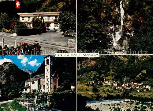 AK / Ansichtskarte Coglio_Vallemaggia Albergo Ristorante Cristallina Chiesa Panorama Coglio_Vallemaggia