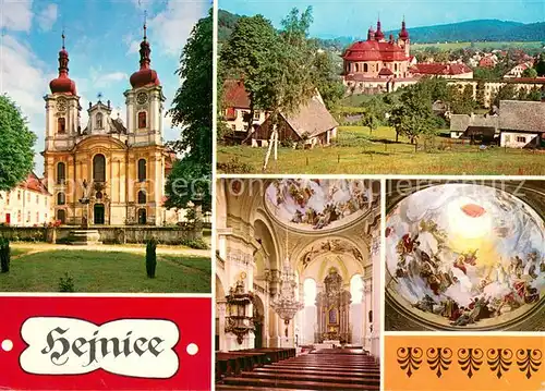 AK / Ansichtskarte Hejnice_Czechia Teilansicht m. Kirchenansicht Innen u. Aussen 