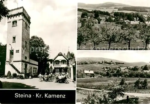 AK / Ansichtskarte Steina_Pulsnitz Teilansichten u. Berggaststaette auf d. Schwedenstein  